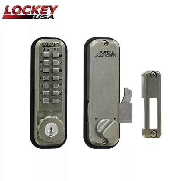 Lockey - 2500-KO - Mechanical Keypad - Keyless Hook Bolt Lock - w/ Key Override - for Sliding Glass Doors