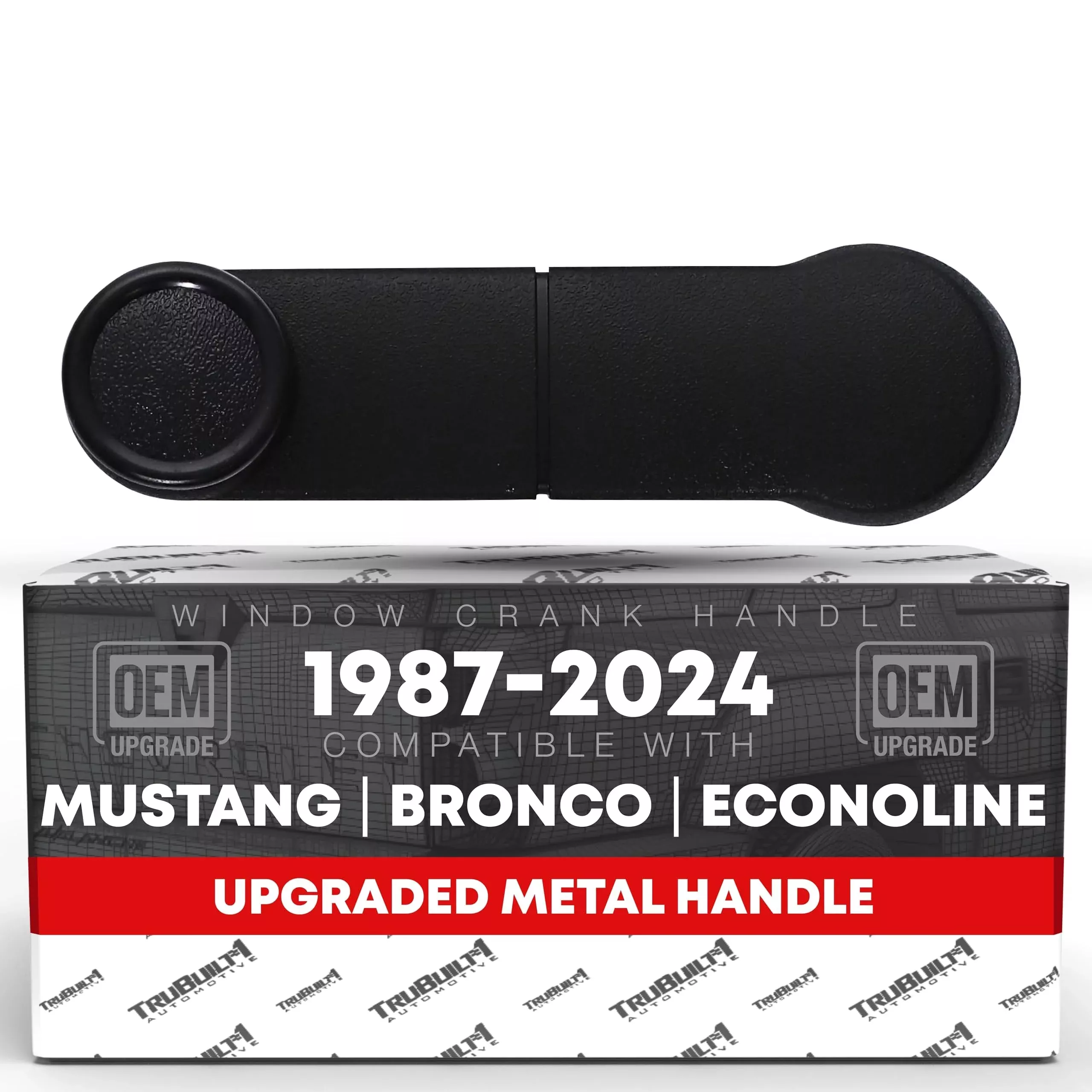 Manual Window Crank Handle, 1pc - Front/Rear Left or Right - Compatible with 1987-2023 Ford Mustang Bronco, Econoline, Super Duty, F-150 - Plastic Cover, Metal Body - OEM E6DZ5423342A, F7UZ1523342AAA