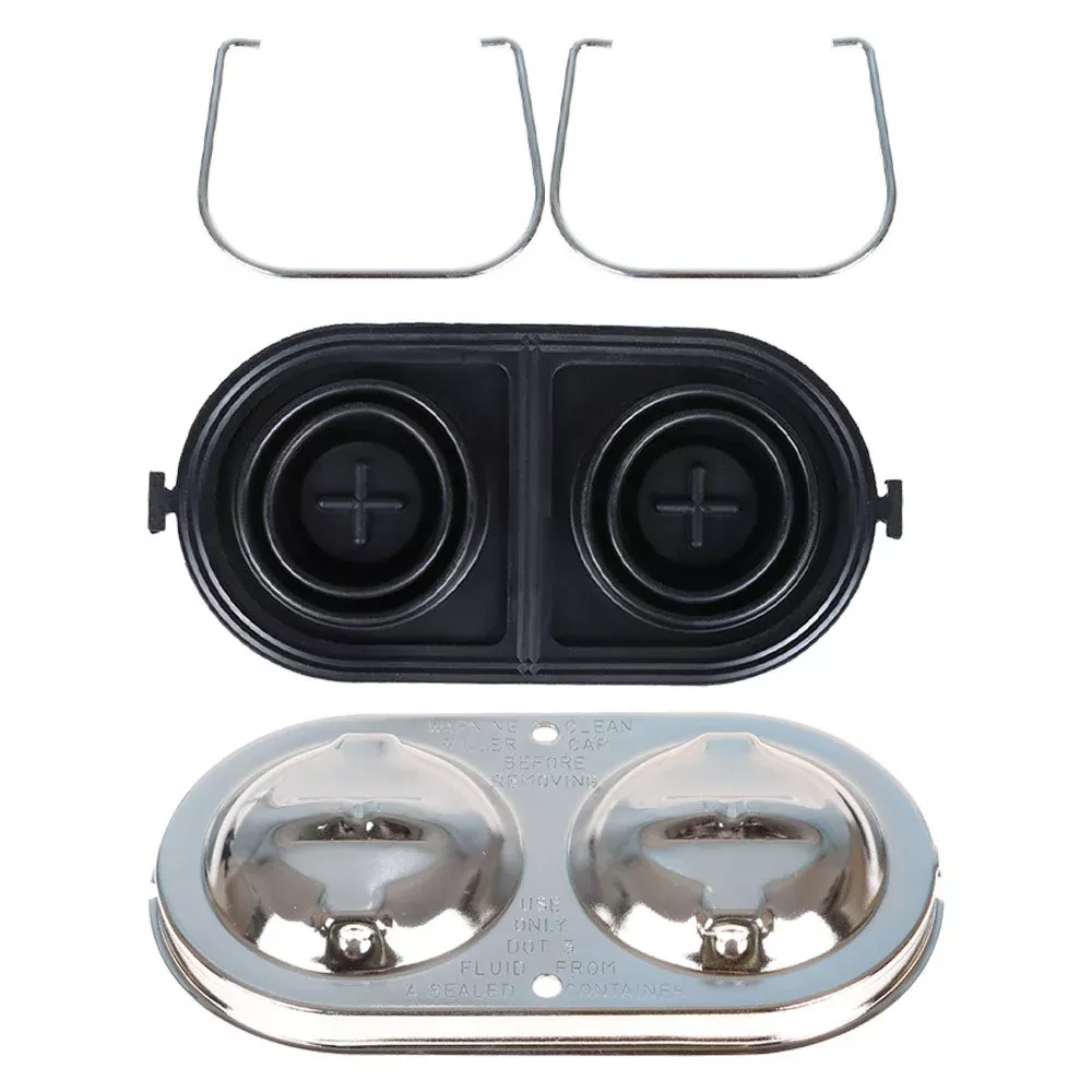 Master Cylinder Cover Chrome w/ Bails & Gaskets Ready For Chevrolet Corvette