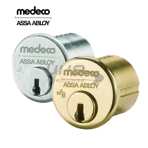 Medeco - 10J0100 - M3 BiLevel - 5-Pin - 1" Mortise Cylinder - Z02 Adams Rite Cam - DL Keyway Pinned - 05 - Bright Brass - Grade 1