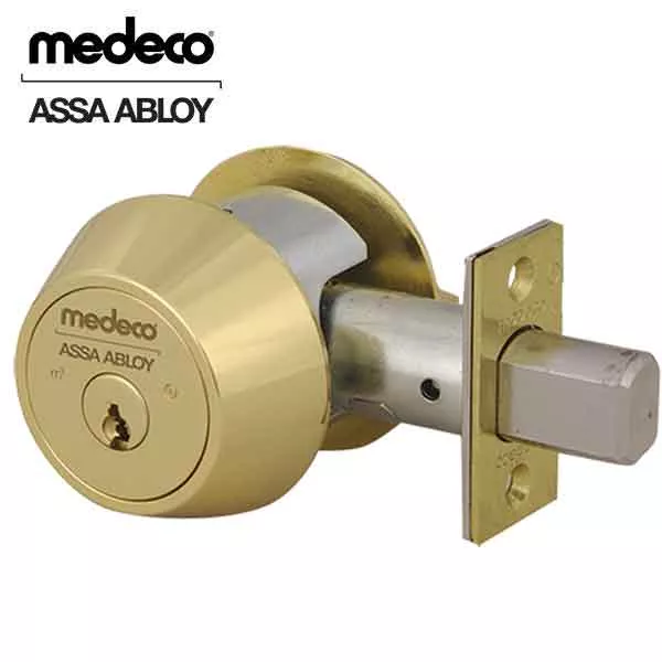 Medeco - 11JC603 - Maxum Commercial - M3 BiLevel - 6-Pin - Single Deadbolt - DL Keyway Pinned - 05 - Bright Brass - Grade 1