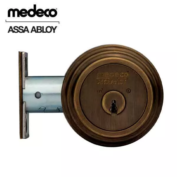 Medeco - 11JR603 - Maxum Residential - M3 BiLevel - 6-Pin - Single Deadbolt - 2-3/8" - DL Keyway Pinned - 09 - Antique Brass - Grade 1