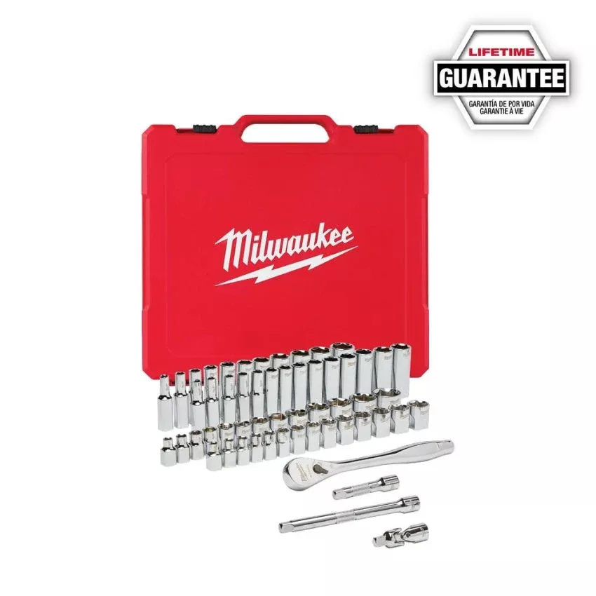 Milwaukee 48-22-9008 56pc 3/8" Dr. Metric & SAE Ratchet & Socket Combination Set