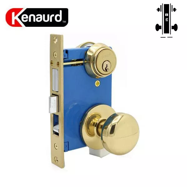 Mortise Lockset Gate Lock w/Knob - Double Sided - Gold (US3) - SC1