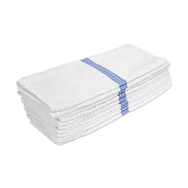 Nouvelle Legende 14 x 18 in. 350 GSM Striped Ribbed Microfiber Bar Mop Towels – 12-pack