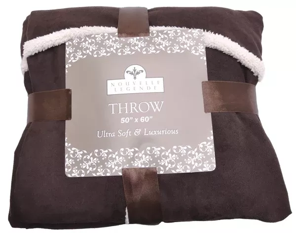 Nouvelle Legende 50 x 60 in. Brown Microfiber Throw Blanket