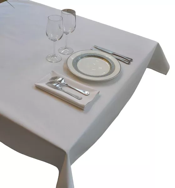 Nouvelle Legende 52 x 114 in. White Rectangular Polyester Tablecloth