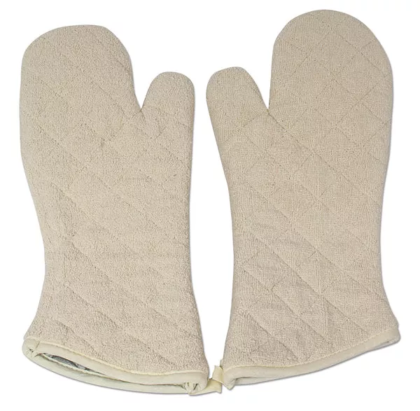Nouvelle Legende Commercial-Grade Cream Terry Cloth Oven Mitts – 2-pack