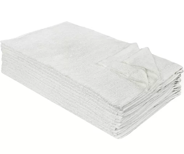Nouvelle Legende Ribbed Cotton Bar Mop Towels, 16 x 19 Inches, White,Pack of 12