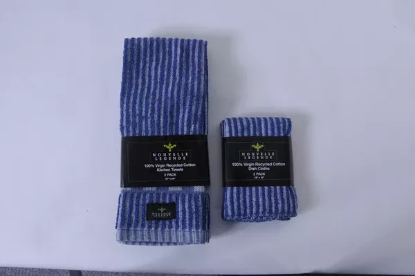 Nouvelle Legende Virgin Blue Recycled Cotton Towel Kitchen Set – 4-pack