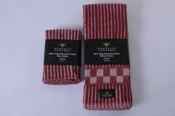 Nouvelle Legende Virgin Red Recycled Cotton Towel Kitchen Set – 4-pack