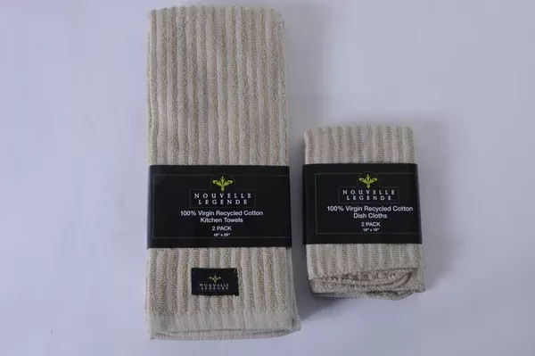 Nouvelle Legende Virgin Tan Recycled Cotton Towel Kitchen Set – 4-pack