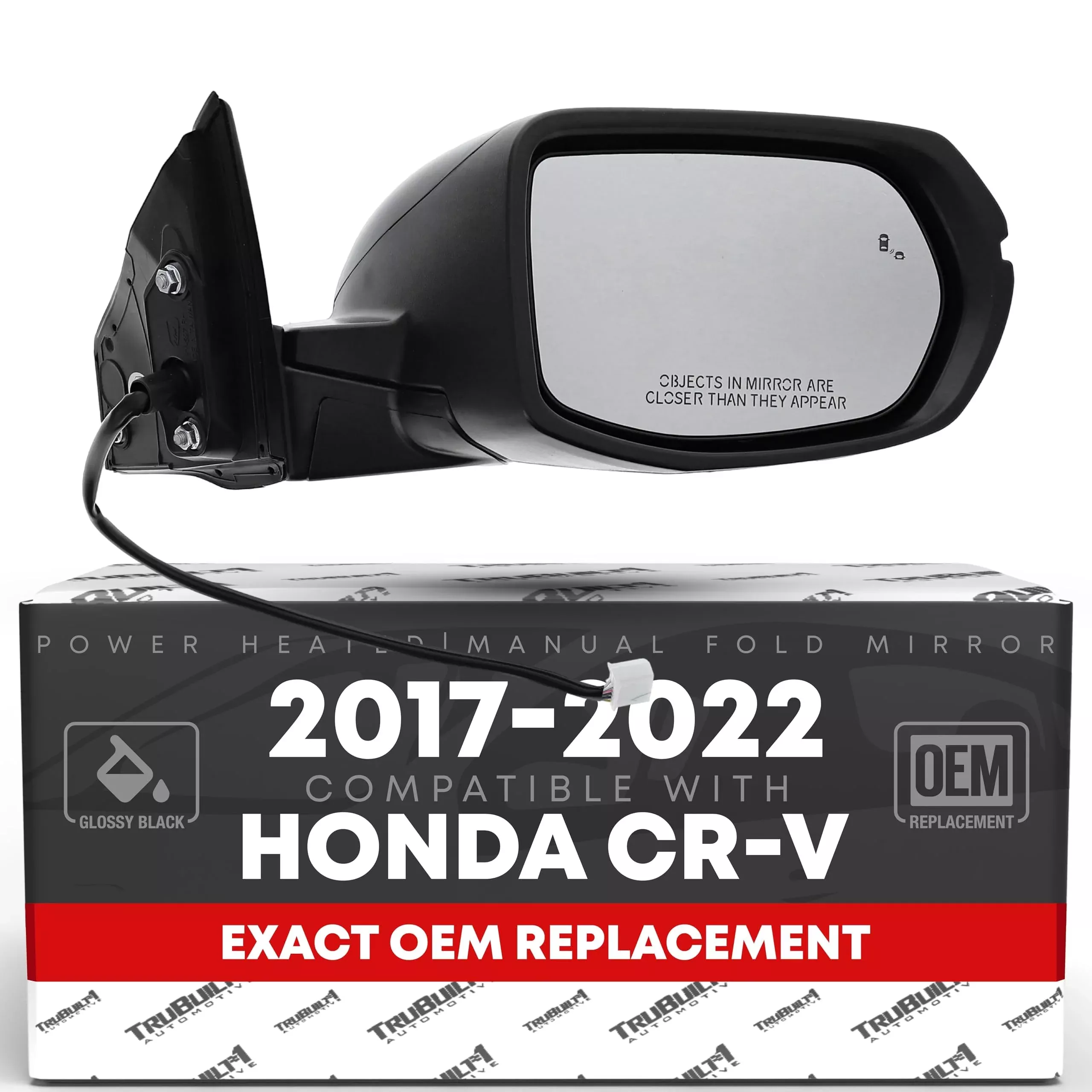 Passenger Side Mirror Replacement - Compatible with 2017-2022 Honda CR-V - Powered Adjustment, Manual Folding, Heated, Turn Signal, Blind Spot Detection, Convex Glass - Black, 14H9P - OEM 76208TLAA31 - Passenger Side Mirror