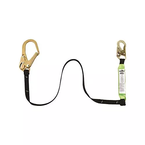 PeakWorks CSA 6' (1.8 m) Shock Pack - Snap & Form Hooks - Single Leg - E6 Shock Absorbing Fall Arrest Lanyard Connector, 1" Webbing, V8104326