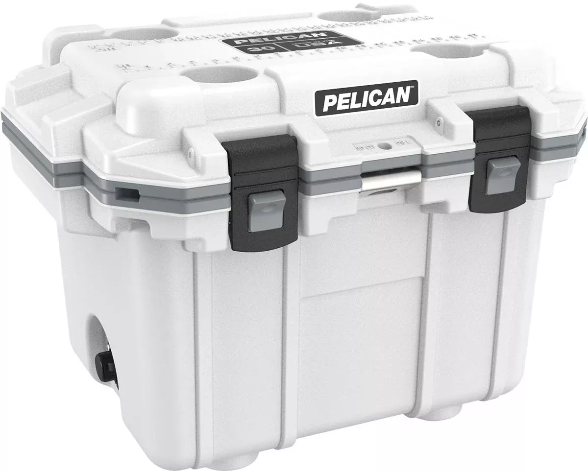 Pelican Elite Cooler, White|Gray, 25.30 in. x 19.00 in. x 18.50 in. 30Q-1-WHTGRY
