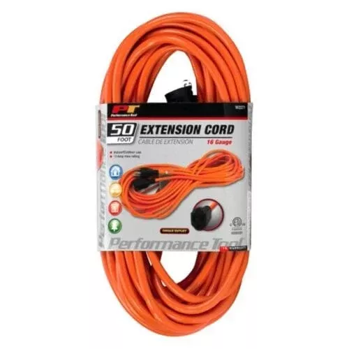 Performance Tool W2271 - 50 Foot High Visibility Orange Extension Cord 16 AWG