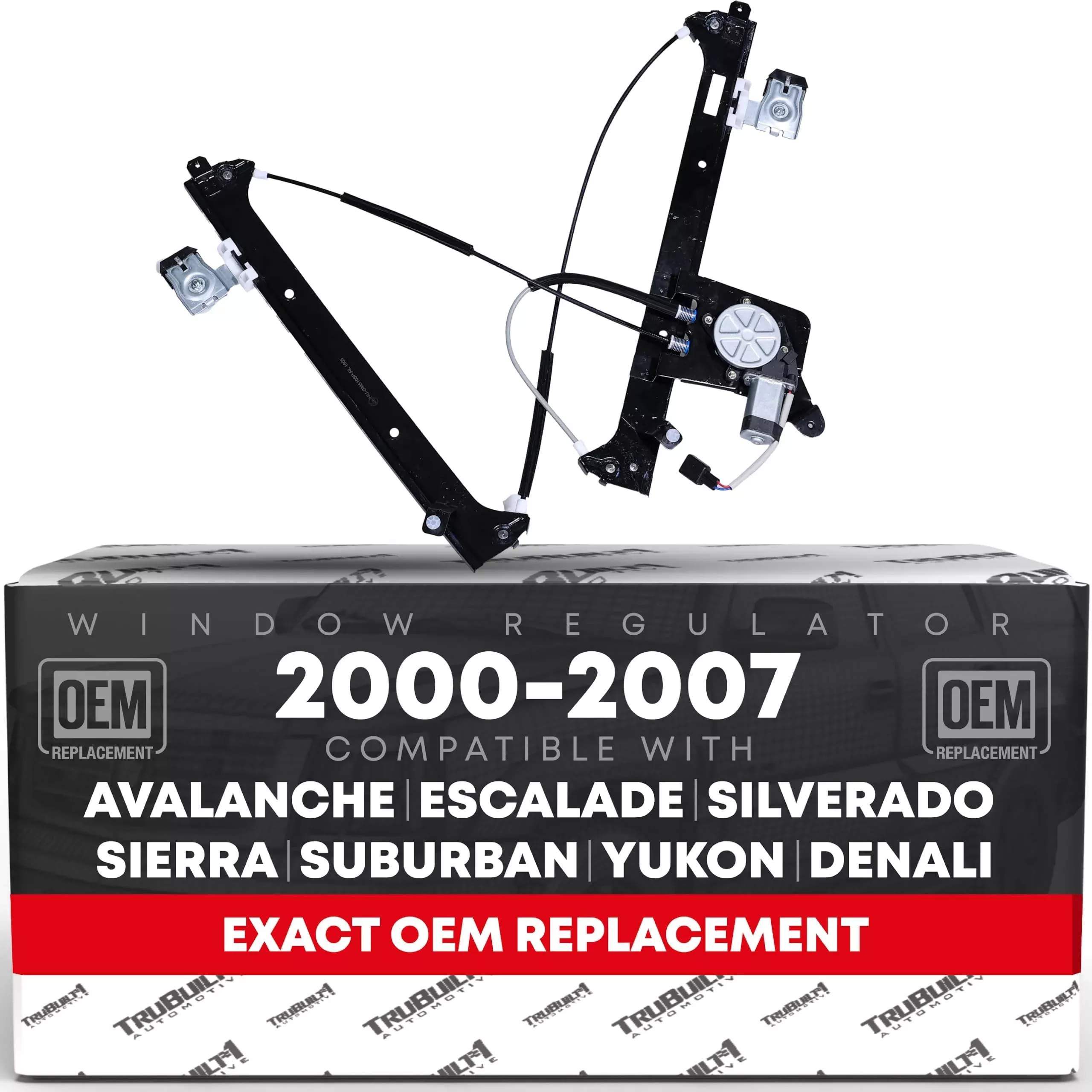 Power Window Regulator, Rear Left - Compatible with 2001-2007 Chevrolet Silverado 1500, 2500, 3500, 01-06 Avalanche, 00-06 Suburban; 01-07 GMC Sierra 1500, 2500, 3500, 00-06 Yukon XL - OEM 15077722 - Rear Driver Side Window