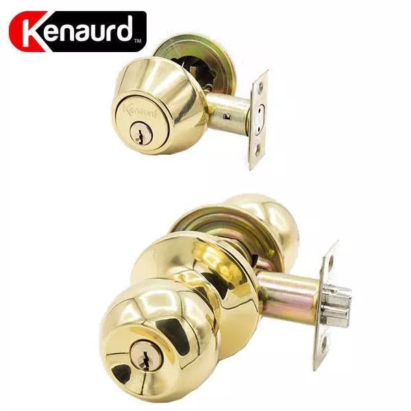 Premium Combo Lockset w/ Double Cylinder Deadblt - Polished Brass