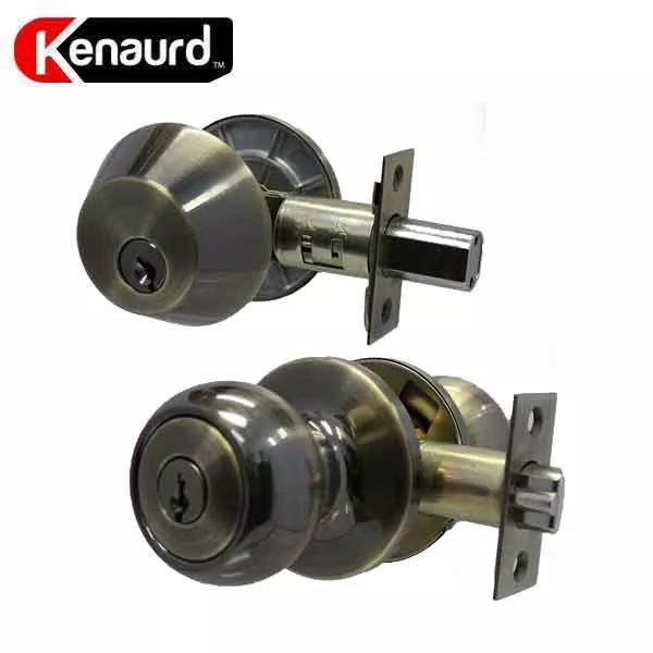 Premium Combo Lockset w/ Double Cylinder Deadbolt – Antique Brass