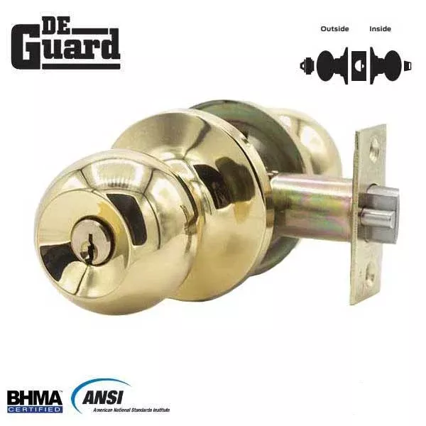 Premium Knob Set - Polished Brass - Entrance - Grade 3 - ( SC1 / KW1 )