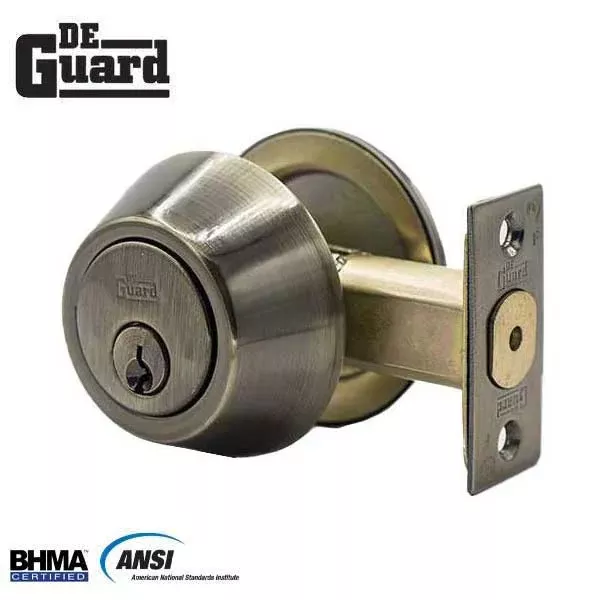 Premium Single Cylinder Deadbolt - Antique Brass - Grade 3 - ( SC1 / KW1 )