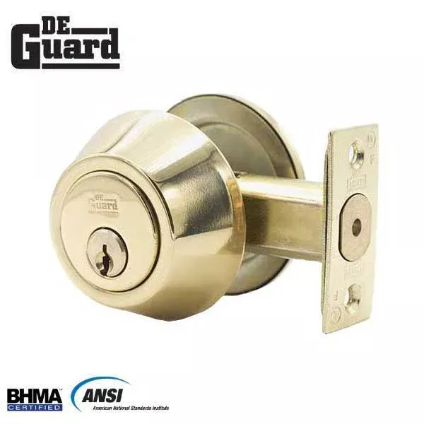 Premium Single Cylinder Deadbolt - Polished Brass - Grade 3 - ( SC1 / KW1 )