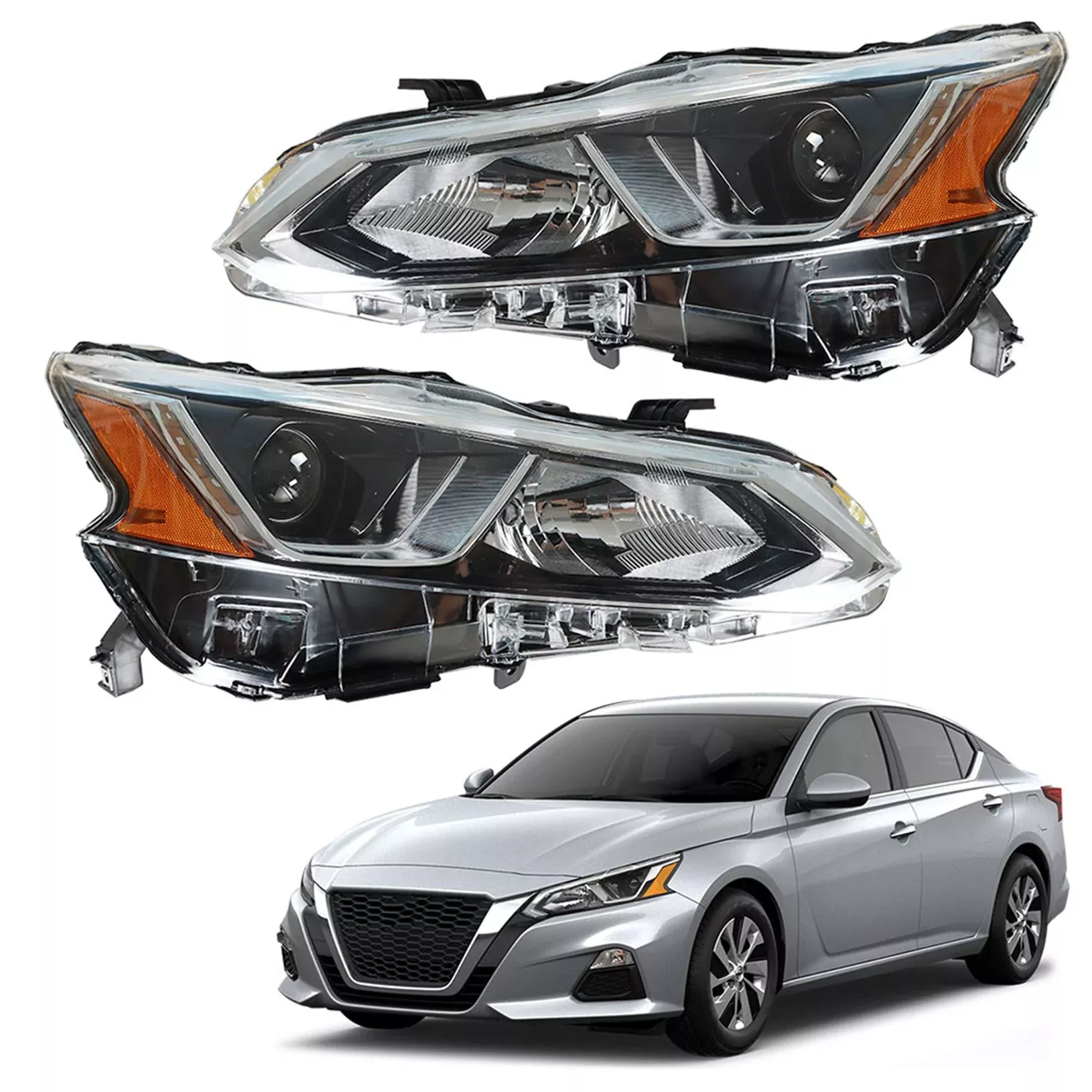 Projector Headlights For 2019-2020 Nissan Altima Halogen Headlamps Right & Left
