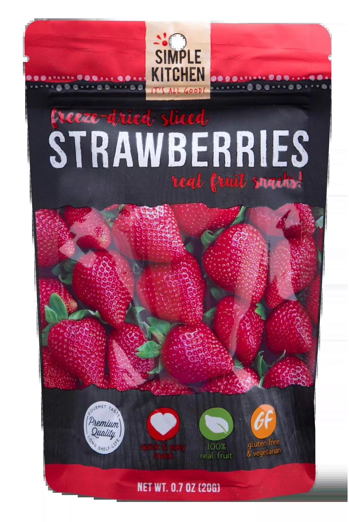 ReadyWise SK05006 Simple Kitchen Freeze Dried Fruit Strawberry 1 Serving Pouch 6 Per Case