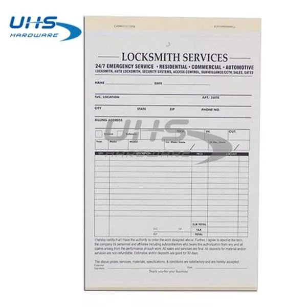 Receipt Book (Invoices) For Locksmith