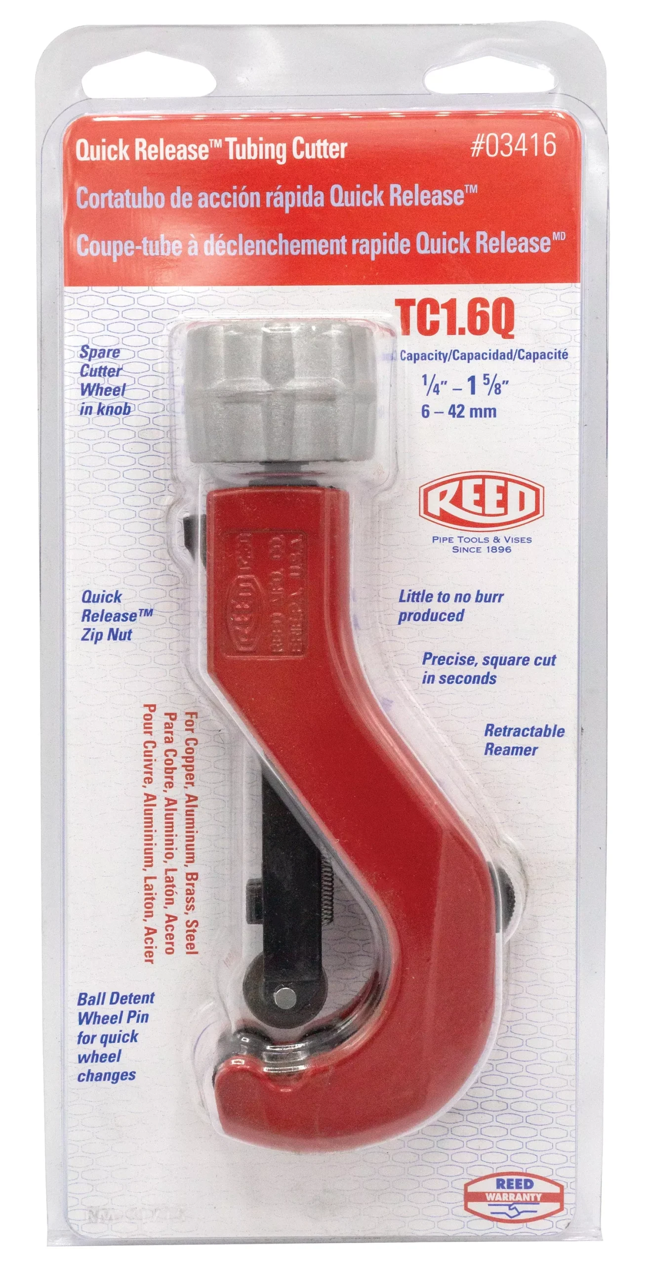 REED TC1.6Q Quick Release Tubing Cutter, 6.5-Inch