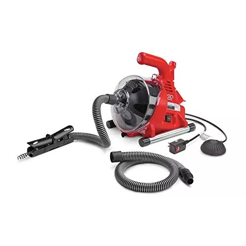 Ridgid 55808 PowerClear Drain Cleaning Machine 120V Drain Cleaner Cleans Tub, Shower or Sink Blockages from 3/4" to 11/2" Diameter, Red
