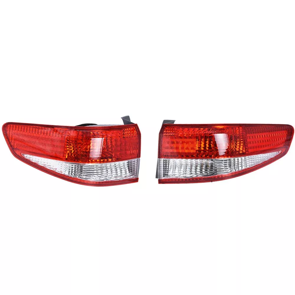 Right & Left Tail Light Lamps For 2003-2004 Honda Accord Red Lens Chrome Housing