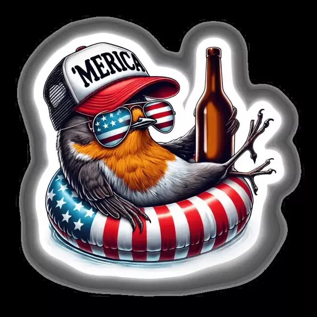 Robin Bird American Flag Float Merica
