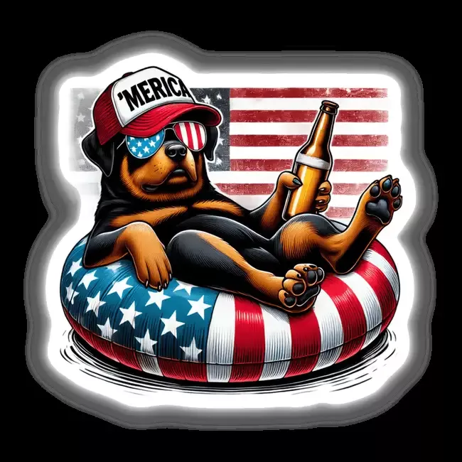 Rottweiler Dog American Flag Float Merica
