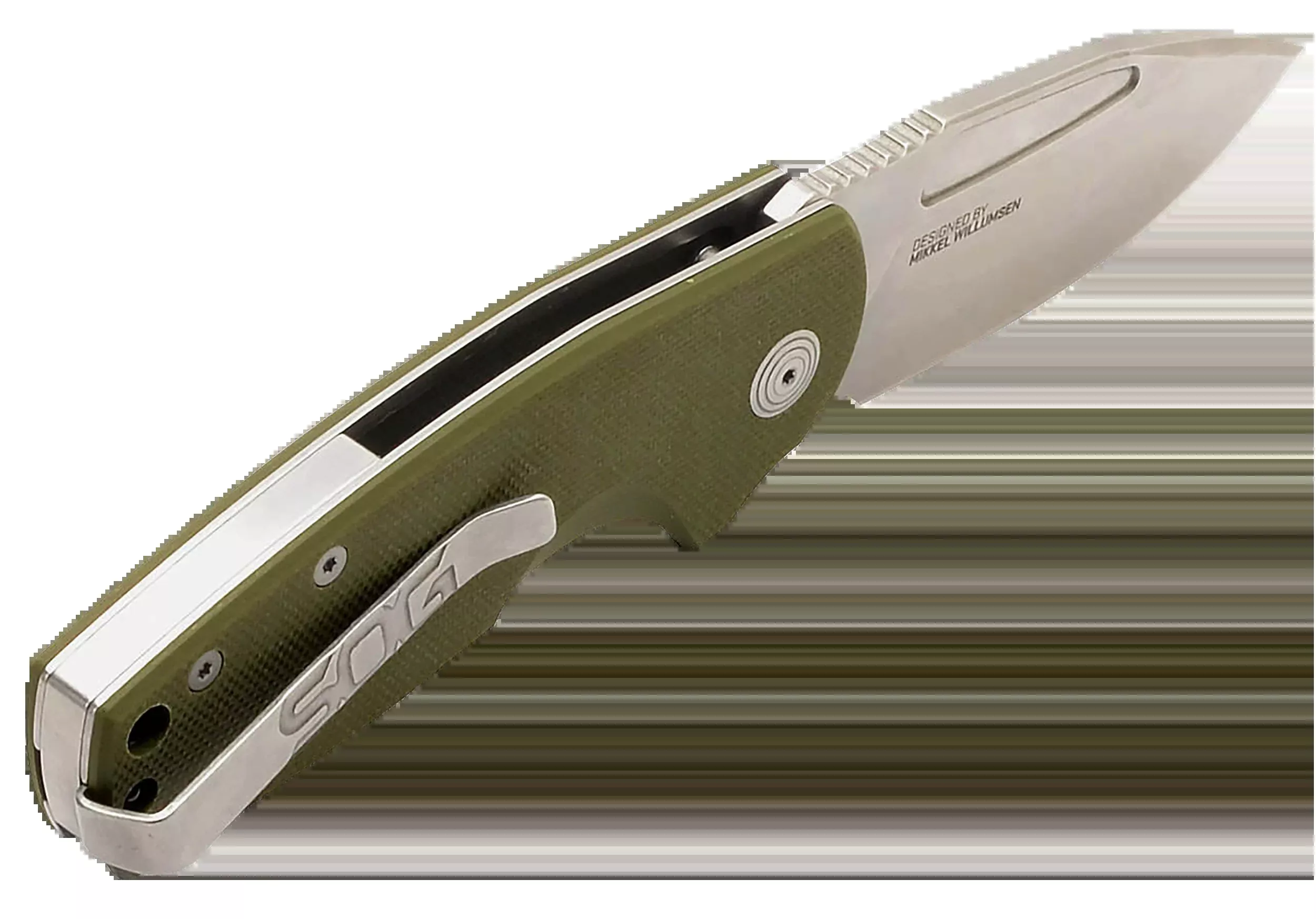 S.O.G SOG16030157 Stout SJ 2.60" Folding Clip Point Plain Stonewashed Cryo D2 Steel Blade/ Olive Drab Textured G10 Handle Includes Belt Clip