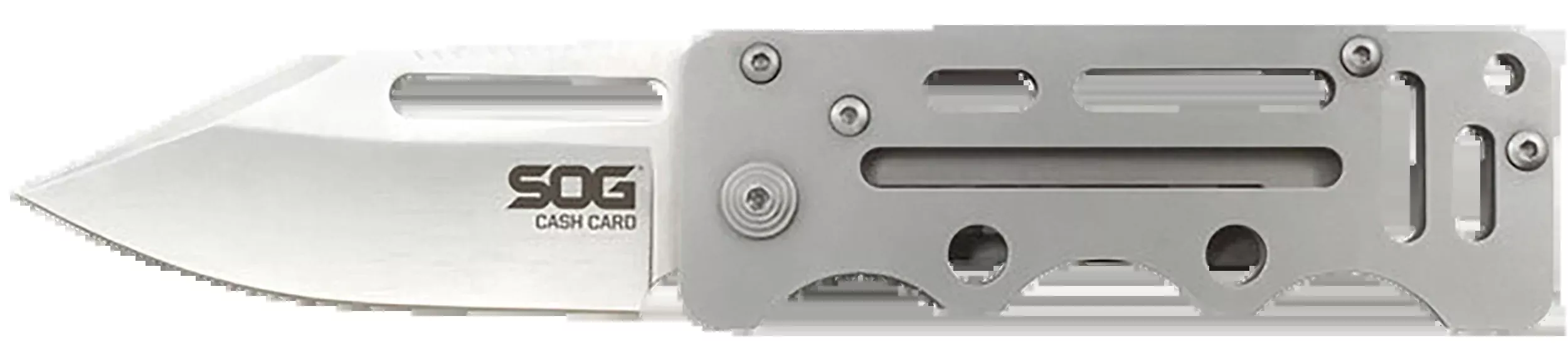 S.O.G SOGEZ1CP Cash Card2.75" Folding Clip Point Satin 8Cr13MoV SS Blade/ Silver Skeletonized Stainless Steel Handle
