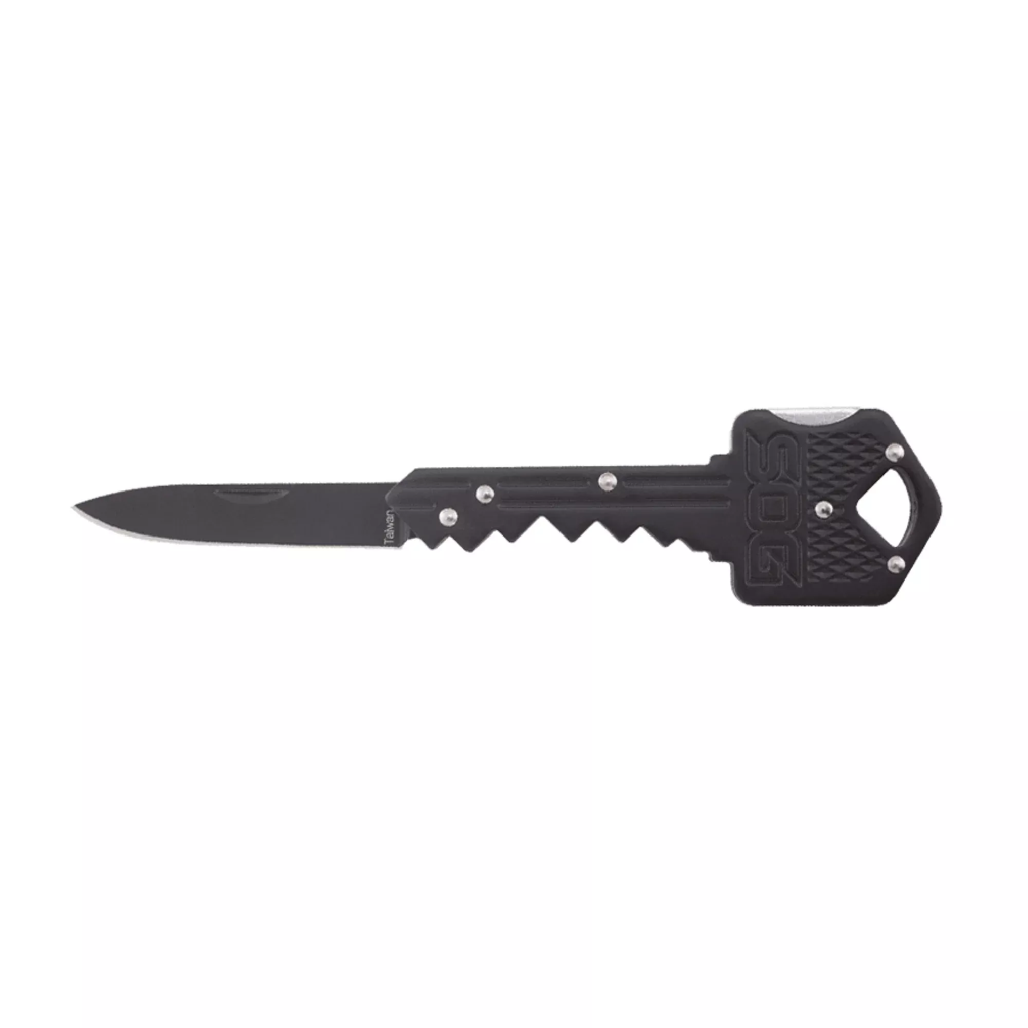 S.O.G SOGKEY101 Key1.50" Folding Plain Drop Point Black Hardcased 5Cr13MoV SS Blade/Black Stainless Steel Handle