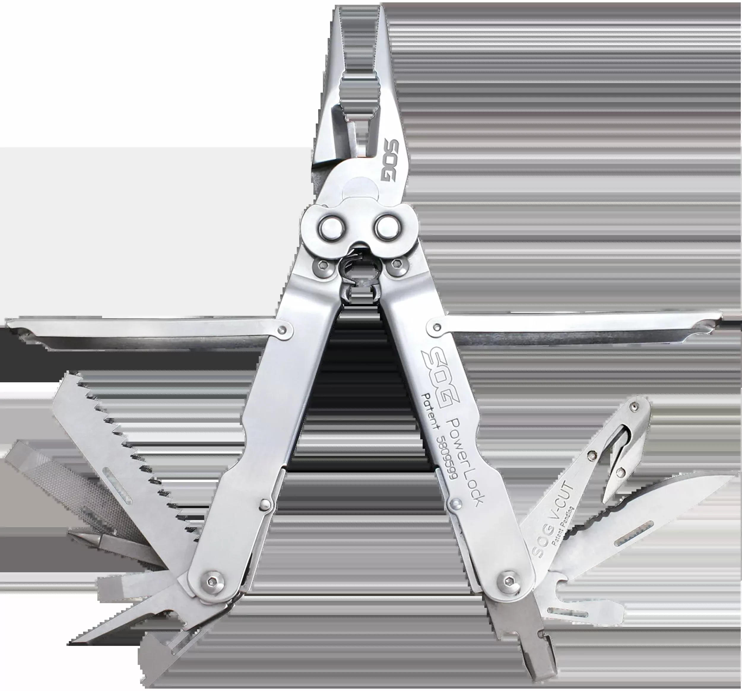 S.O.G SOGS62NCP PowerLock V-Cutter Polished 420 Stainless Steel 7" Long Includes Sheath