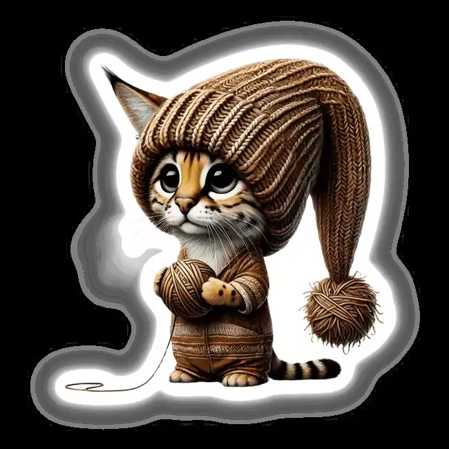 Savannah Cat Gnome Holding Ball of Yarn