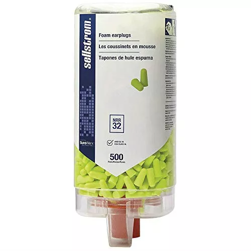 Sellstrom S23413 Foam Plug-Uncorded-500PR/Disp, Standard, Hi/Viz Green (Pack of 500)