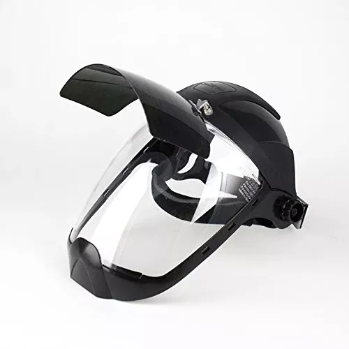 Sellstrom S32251 Clear Anti-Fog Polycarbonate Face Shield with Shade 5 IR Flip Front Window and Extended Chin, Side Guard, Universal