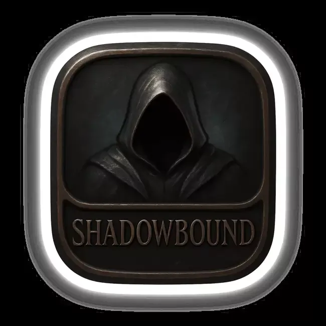 Shadowbound – RPG-Style Skill Badge (Dark Silver Stealth Emblem)