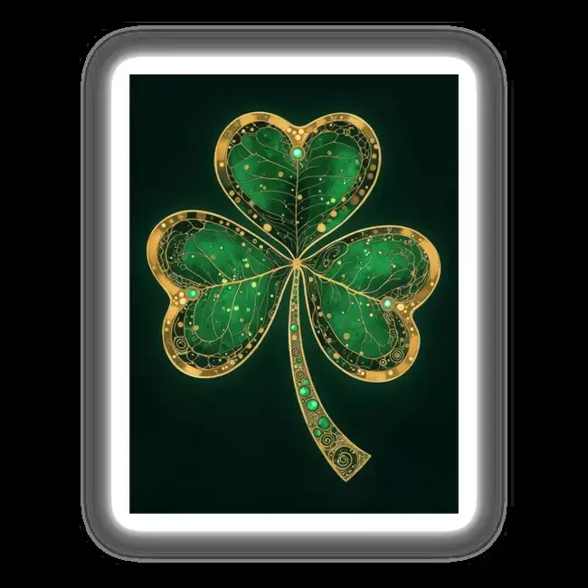 Shamrock – Green Clover with Gold and Emerald Accents