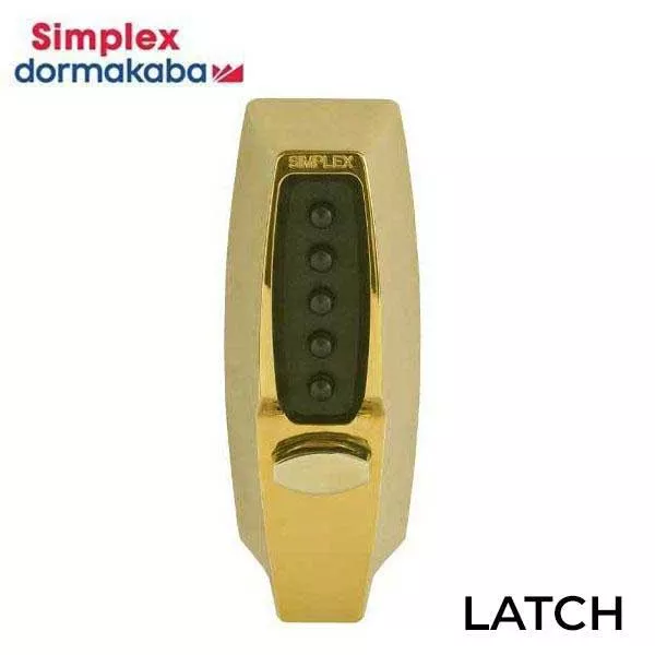Simplex - 7104 - Mechanical Pushbutton Deadlocking Latch Keyless Lock - 2 3/8" Backset - Satin Chrome