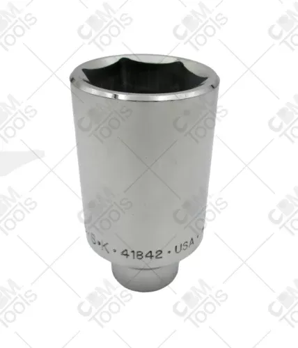 Sk Hand Tool 41842 1/2" Dr Deep 6 PtSocket Chrome, 1-5/16"