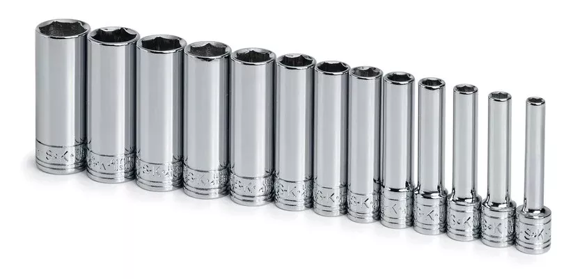 SK Hand Tools 1312 13 pc 1/4" Dr. 6pt Deep Metric Socket Set MADE IN USA