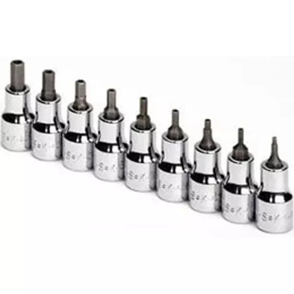 SK Hand Tools 19749 9Pc 3/8" Drive Fractional Tamper-Proof Hex Bit Socket Set + Rail
