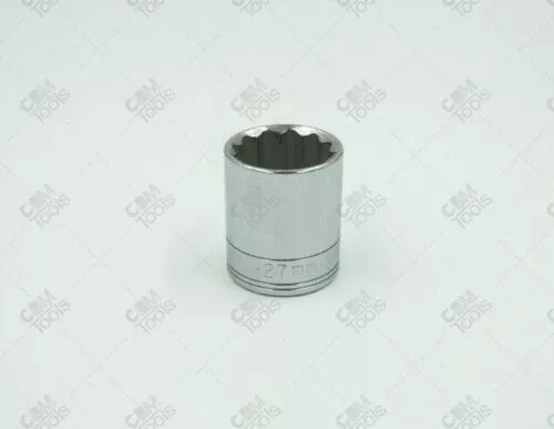 SK Hand Tools 40327 1/2" Dr. 27mm 12pt Standard Metric Chrome Socket