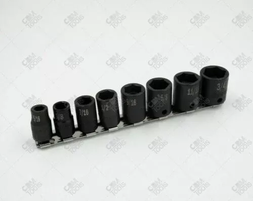 SK Hand Tools 4058 8pc 3/8" Dr. 6pt Standard Fractional Impact Socket Set