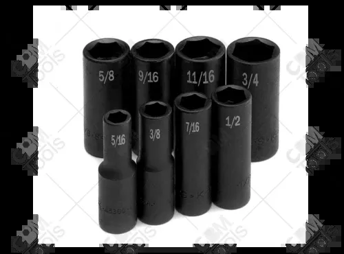 SK Hand Tools 4078 8pc 3/8" Dr. 6pt Deep Fractional Impact Socket Set